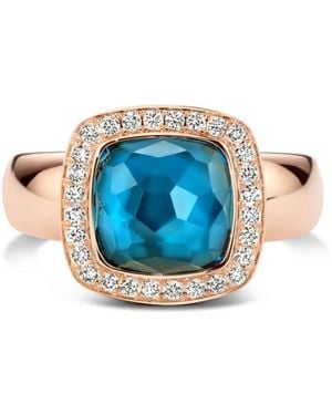 Tirisi 18Kt Rotgoldring Mit Topas Und Diamant - Blau
