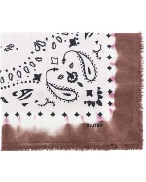 Kujten Paisley-Print Fringed Scarf - Pink