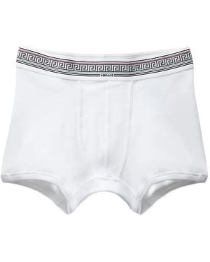 Versace Ribbed Cotton-Jersey Trunks - White