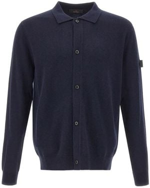 Peuterey Trilogy-Logo Button-Up Cardigan - Blue