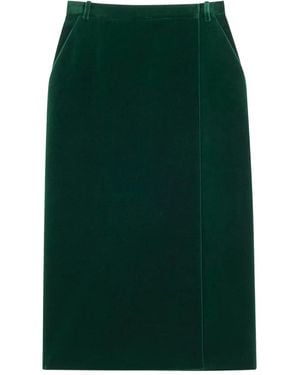 Saint Laurent Velvet midi skirt - Verde
