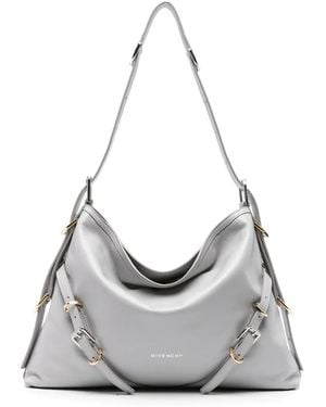 Givenchy Voyou Medium Leather Shoulder Bag - Grey