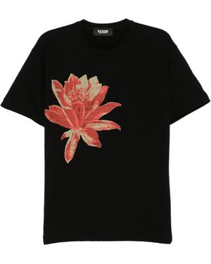 Yohji Yamamoto T-Shirt À Fleurs - Black