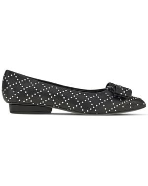 Ferragamo Viva Rhinestone-Embellished Flat Pumps - Black