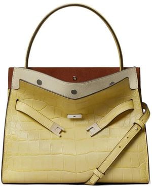 Tory Burch Small Lee Radziwill Embossed Double Bag - Metallic