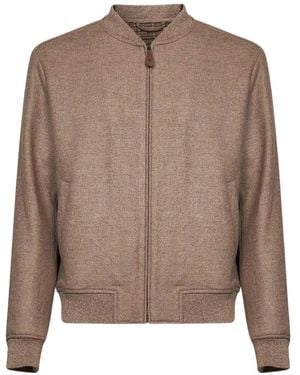 Etro Pegaso-Logo Wool Bomber Jacket - Brown