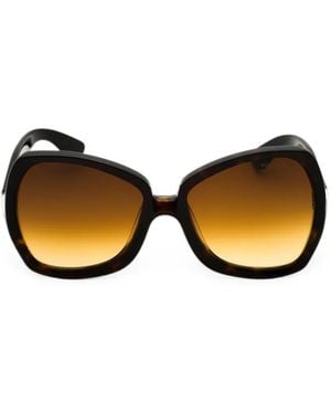 Tom Ford Oversized Geometric-Frame Sunglasses - Brown