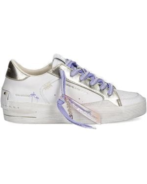Crime London Metallic-Details Palm-Tree Trainers - White