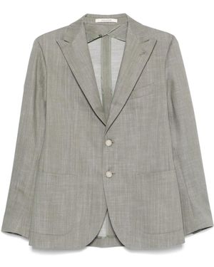 Tagliatore Tailored Cotton Jacket With Notch Lapels - Grey