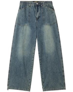 Mini Cream Vaqueros Anchos Con Bolsillo De Parche - Azul