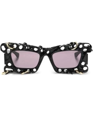 Kuboraum Eckige R2 Sonnenbrille Mit Kette - Schwarz