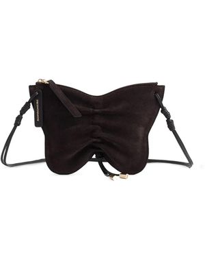Borbonese Mini Borboleta Butterfly-Shape Suede Cross Body Bag - Black