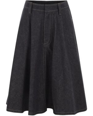 Brunello Cucinelli Monili-Embellished Flared Midi Skirt - Blue