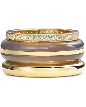 BY PARIAH Diamond And Agate Ring (set Of Three) - Metallic
