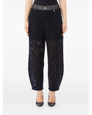 Liu Jo Lace-Denim Cotton-Blend Pants - Black