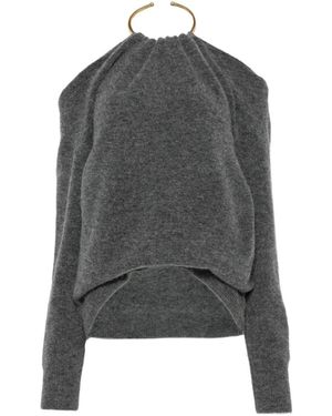 DARKPARK Erin Halterneck Cold-Shoulder Sweater - Gray