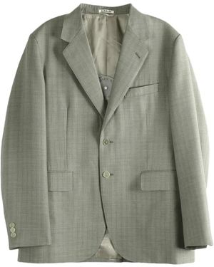 AURALEE Check-Pattern Wool Jacket - Green
