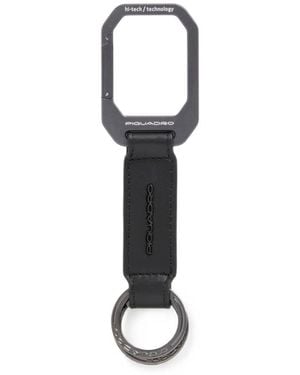 Piquadro Carabiner Leather Keyring - White