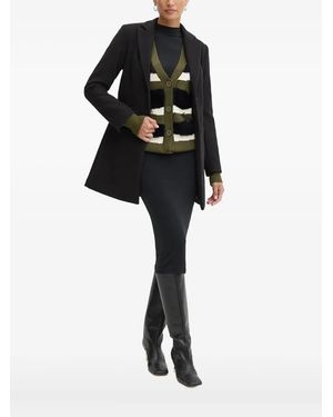 Silvian Heach Striped Fur-Trimmed Cardigan - Black