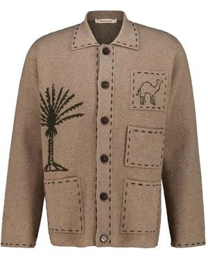 BAZISZT Seeker Intarsia-Knit Cashmere Cardigan - Brown
