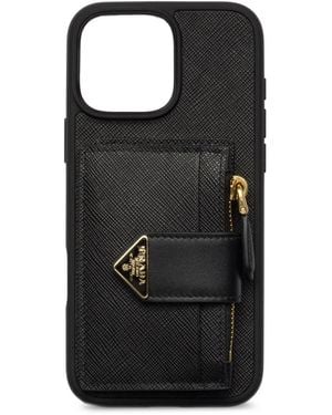 Prada Iphone 16 Pro Max サフィアーノレザーケース - ブラック