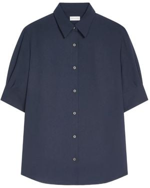 Dries Van Noten Cuffed Crepe Shirt - Blue