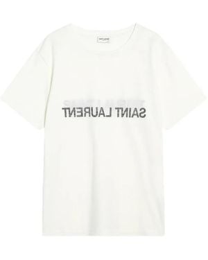 Saint Laurent Logo-Print T-Shirt - White