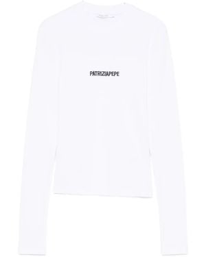 Patrizia Pepe Logo-embroidered Long-sleeve T-shirt - ホワイト