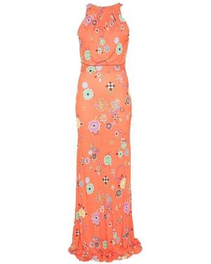 PUCCI Floral-Print Halterneck Maxi Dress - White