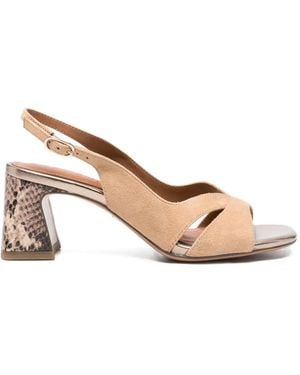 Tamaris Snake-Print Block-Heel Sandals - Natural