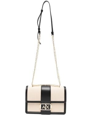 ARMANI EXCHANGE Logo-Plaque Panelled Crossbody Bag - White