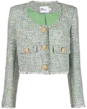 Self-Portrait Tweed Jackets - Green