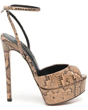 Casadei Sandalen Mit Schlangenleder-Optik - Weiß