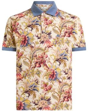 Etro Floral-Print Polo Shirt - White