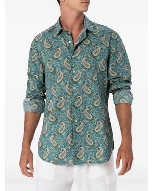 MC2 Saint Barth Sikelia Paisley Print Cotton Shirt - Blue