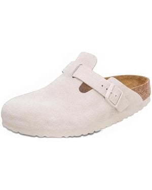 Birkenstock Boston Suède Muiltjes - Wit