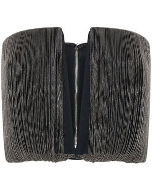 Dion Lee Beaded Plunge Tank Top - Black