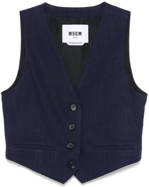 MSGM Slub-Texture Waistcoat - Blue