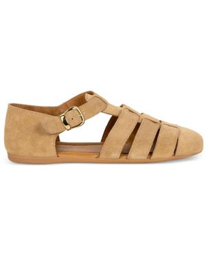 Stokton Buckle Suede Sandals - Natural