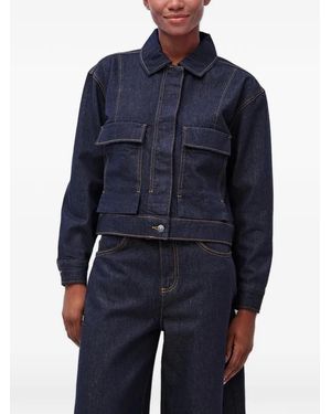 Benetton Contrast-Stitched Denim Jacket - Blue