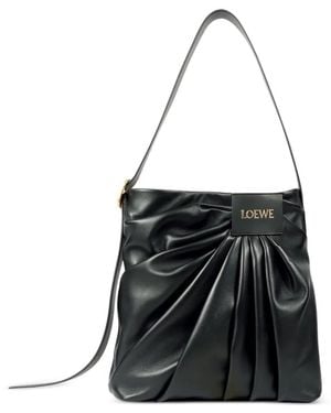 Loewe Draped leather tote bag - Schwarz
