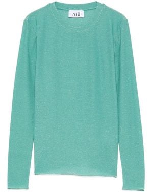 Niu Top Girocollo Con Glitter - Verde