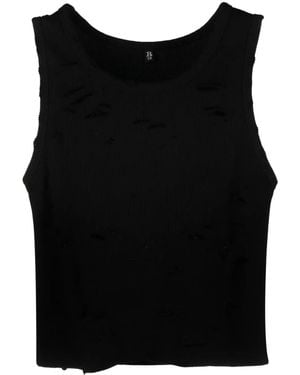 R13 Ripped Cotton Crop Top - Black