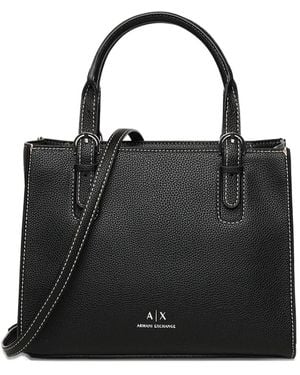 ARMANI EXCHANGE Logo-Plaque Shoulder Bag - Black