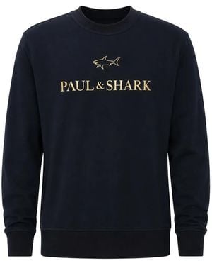 Paul & Shark Logo-Print Crew-Neck Sweater - Blue