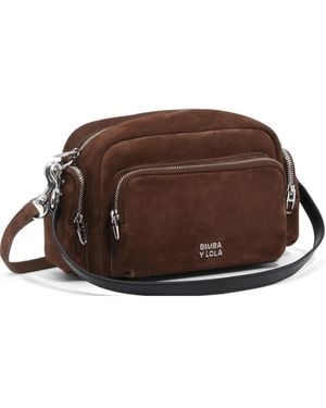 Bimba Y Lola Large Coffee Suede Pocket Crossbody Bag - Brown