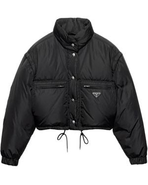 Prada Ring-Collar Cropped Down Jacket - Black