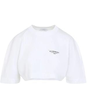 Givenchy Logo-Print Cropped Long-Sleeve T-Shirt - White