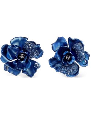 Anabela Chan Rhodium Vermeil And 14K Midnight Camelia Sapphire And Topaz Earrings - Blue