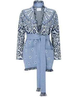 Hayley Menzies Gewickelter Cardigan mit Fransen - Blau